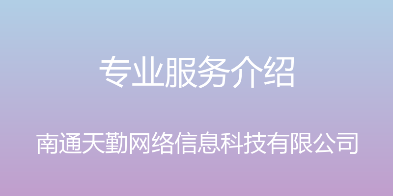 专业服务介绍 - 南通天勤网络信息科技有限公司